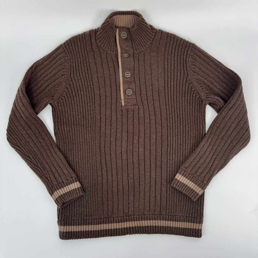 Eddie Bauer brown quarter button sweater